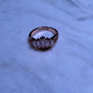 Elegant Rose Gold Ring with Clear Stones